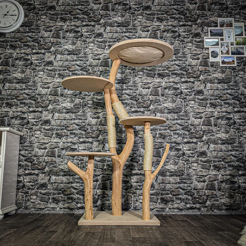 Naturkratzbaum 3214 Kratzbaum Natur Holz Design 145 cm hoch Katzenbaum
