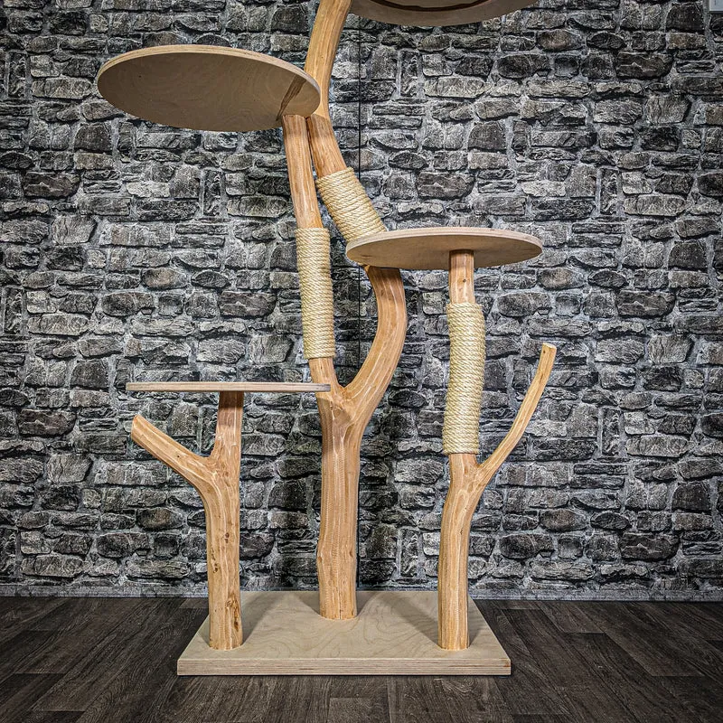 Naturkratzbaum 3214 Kratzbaum Natur Holz Design 145 cm hoch Katzenbaum