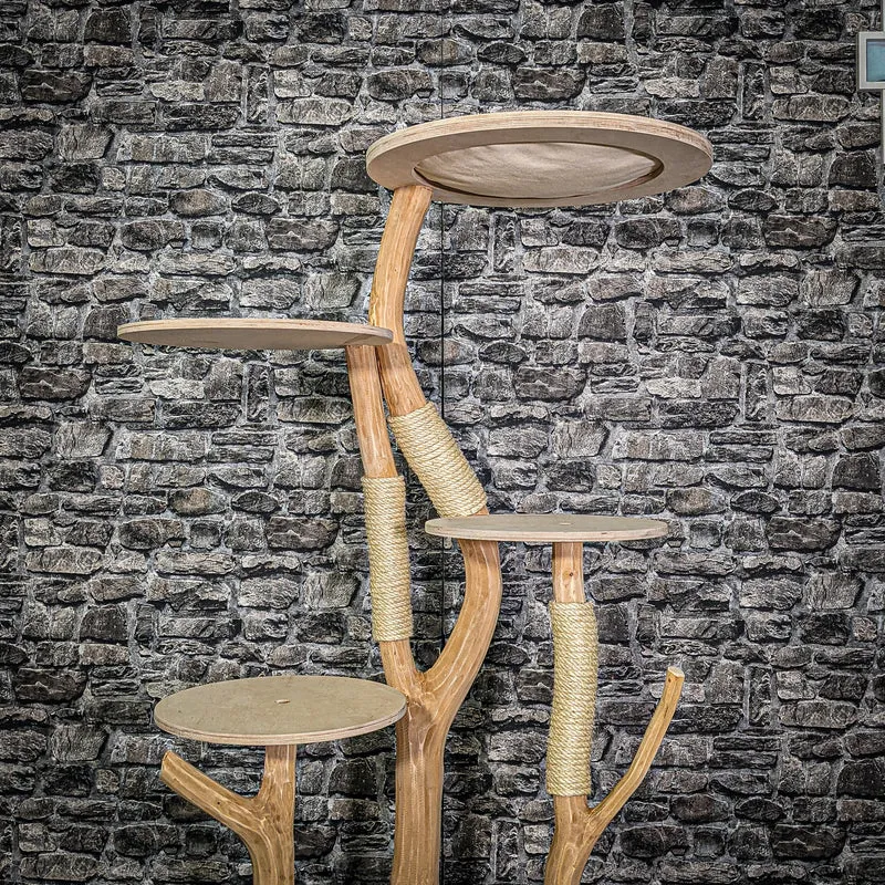 Naturkratzbaum 3214 Kratzbaum Natur Holz Design 145 cm hoch Katzenbaum