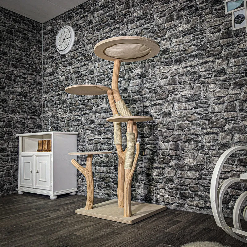 Naturkratzbaum 3214 Kratzbaum Natur Holz Design 145 cm hoch Katzenbaum