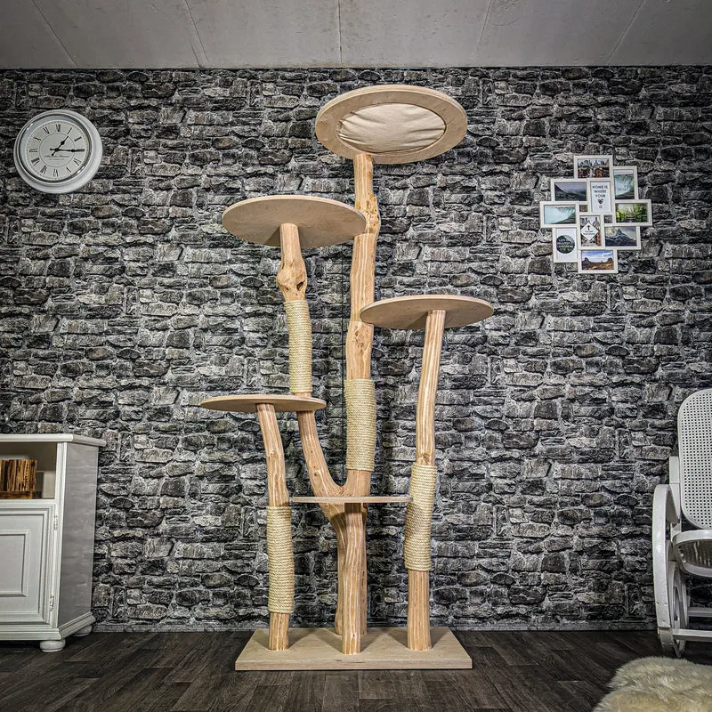 Naturkratzbaum 3213 Kratzbaum Natur Holz Design 195 cm hoch Katzenbaum