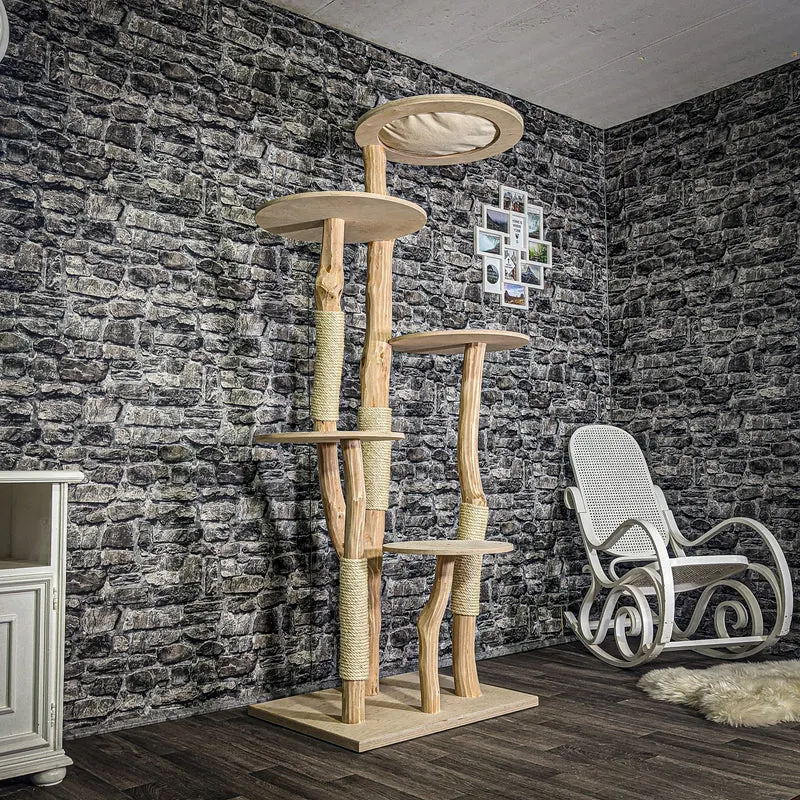 Naturkratzbaum 3213 Kratzbaum Natur Holz Design 195 cm hoch Katzenbaum