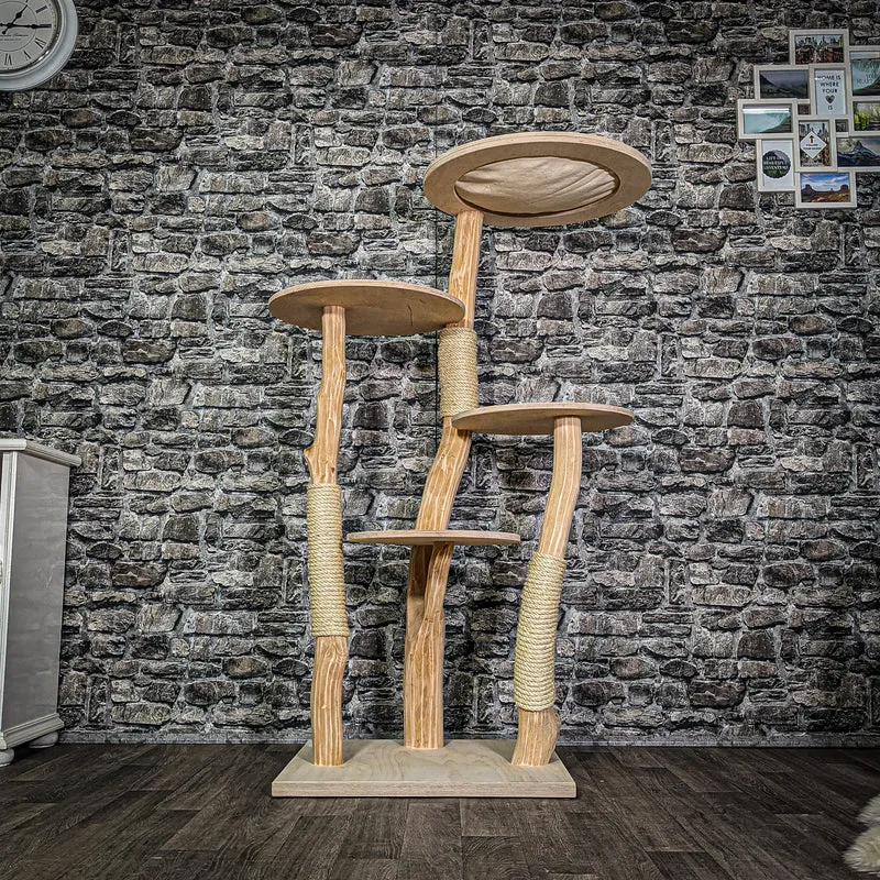 Naturkratzbaum 3211 Kratzbaum Natur Holz Design 145 cm hoch Katzenbaum