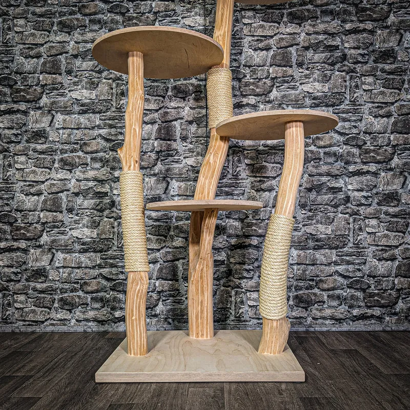 Naturkratzbaum 3211 Kratzbaum Natur Holz Design 145 cm hoch Katzenbaum