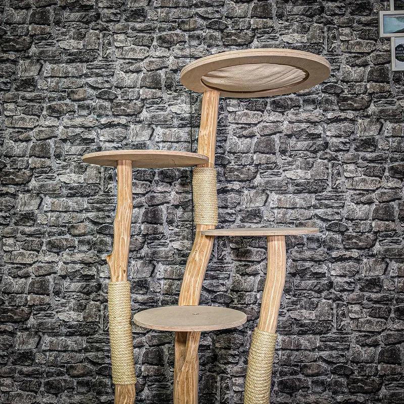 Naturkratzbaum 3211 Kratzbaum Natur Holz Design 145 cm hoch Katzenbaum