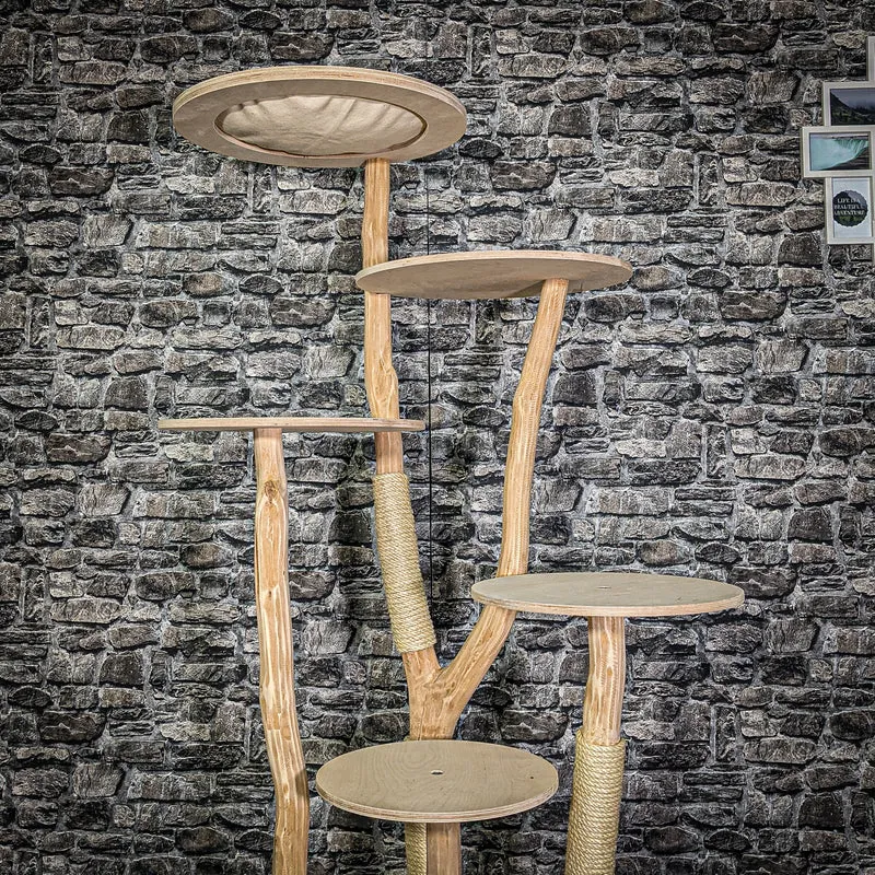 Naturkratzbaum 3210 Kratzbaum Natur Holz Design 175 cm hoch Katzenbaum
