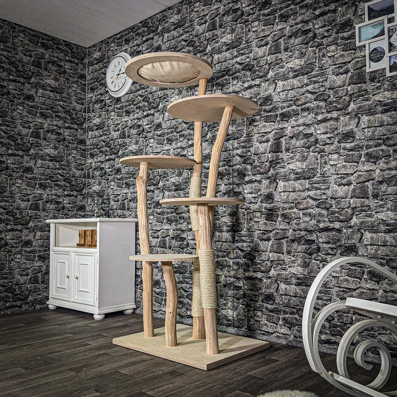 Naturkratzbaum 3210 Kratzbaum Natur Holz Design 175 cm hoch Katzenbaum