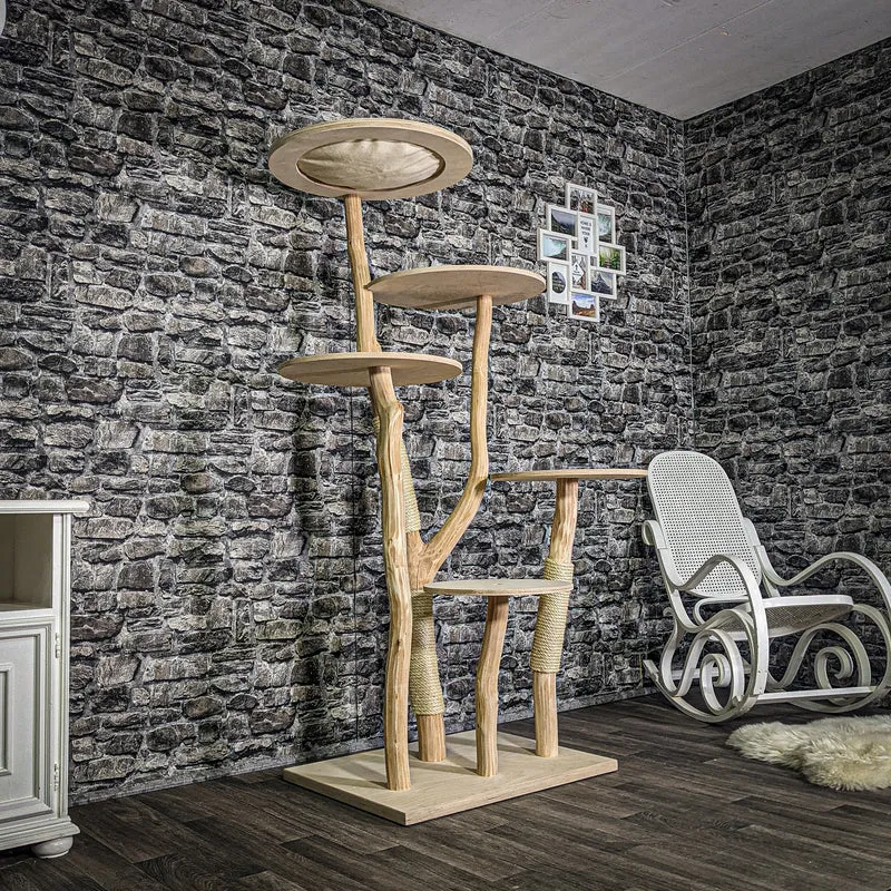 Naturkratzbaum 3210 Kratzbaum Natur Holz Design 175 cm hoch Katzenbaum