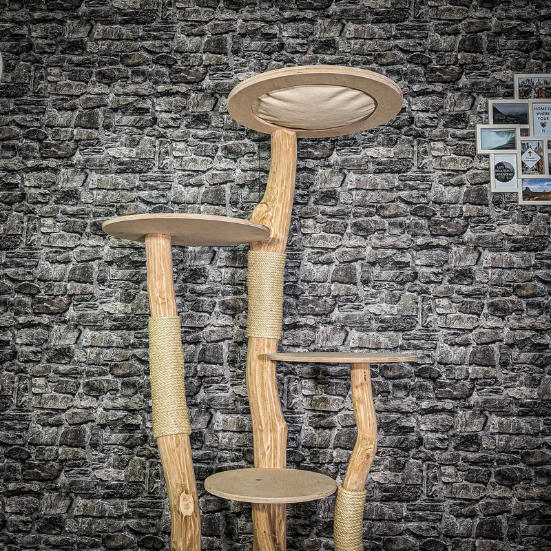 Naturkratzbaum 3209 Kratzbaum Natur Holz Design 175 cm hoch Katzenbaum