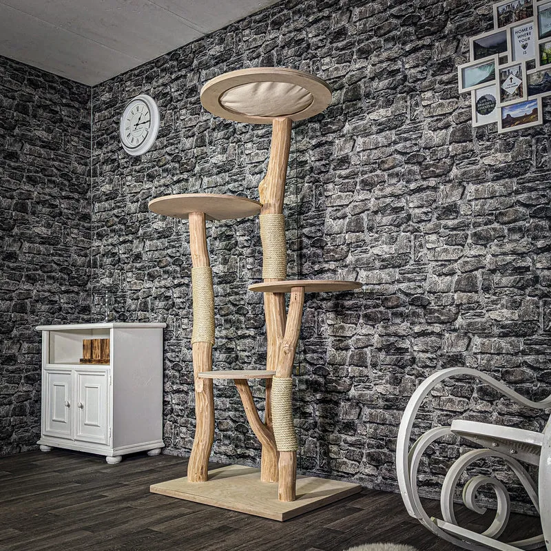 Naturkratzbaum 3209 Kratzbaum Natur Holz Design 175 cm hoch Katzenbaum