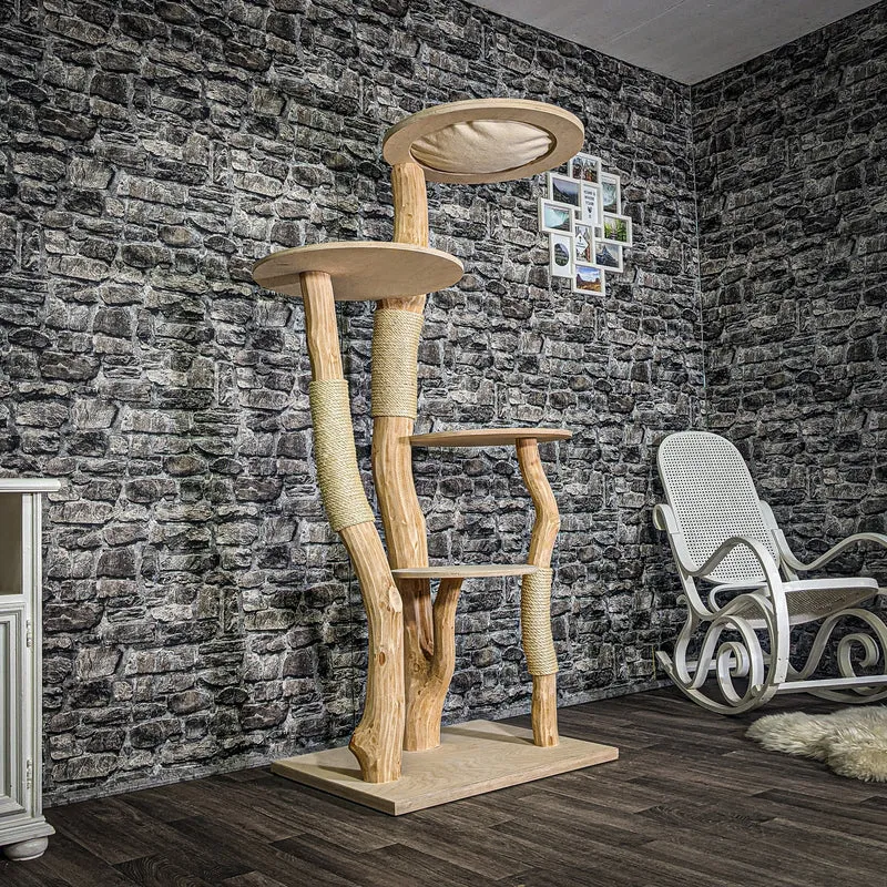 Naturkratzbaum 3209 Kratzbaum Natur Holz Design 175 cm hoch Katzenbaum