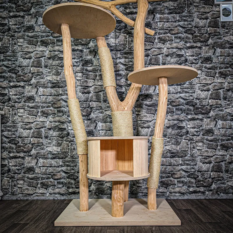 Naturkratzbaum 3208 Kratzbaum Natur Holz Design 201 cm hoch Katzenbaum