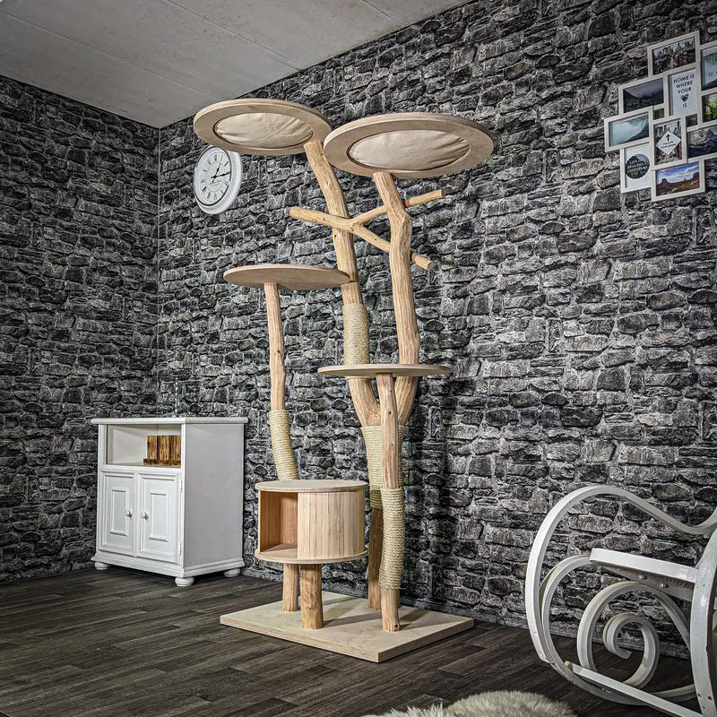 Naturkratzbaum 3208 Kratzbaum Natur Holz Design 201 cm hoch Katzenbaum