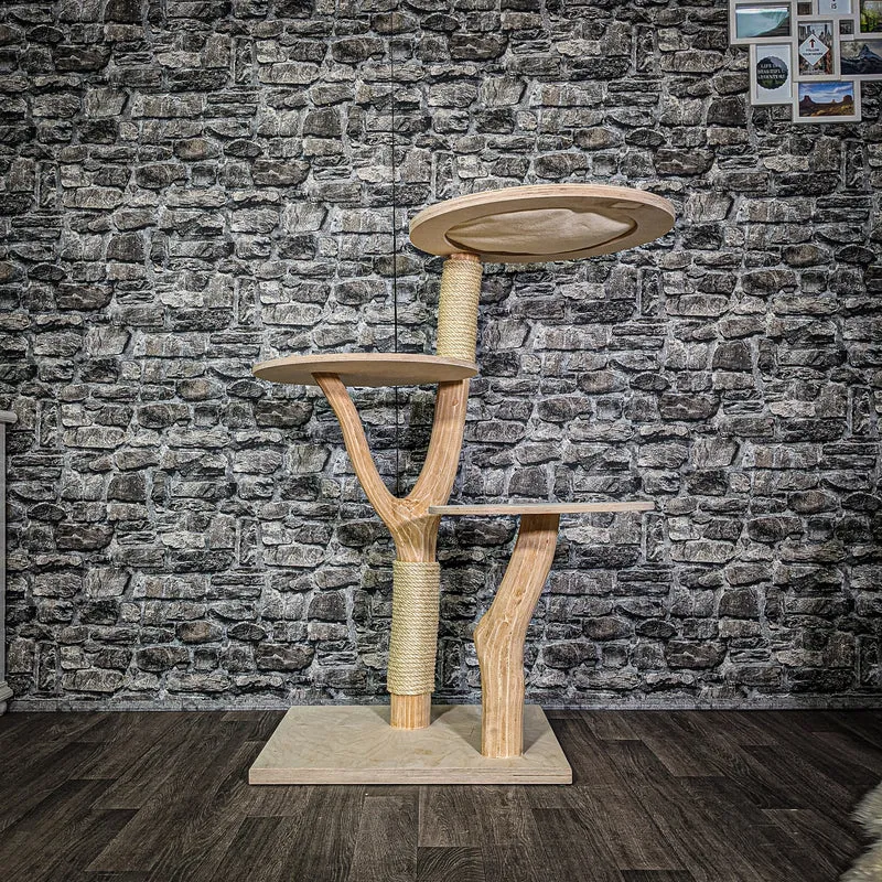 Naturkratzbaum 3207 Kratzbaum Natur Holz Design 117 cm hoch Katzenbaum
