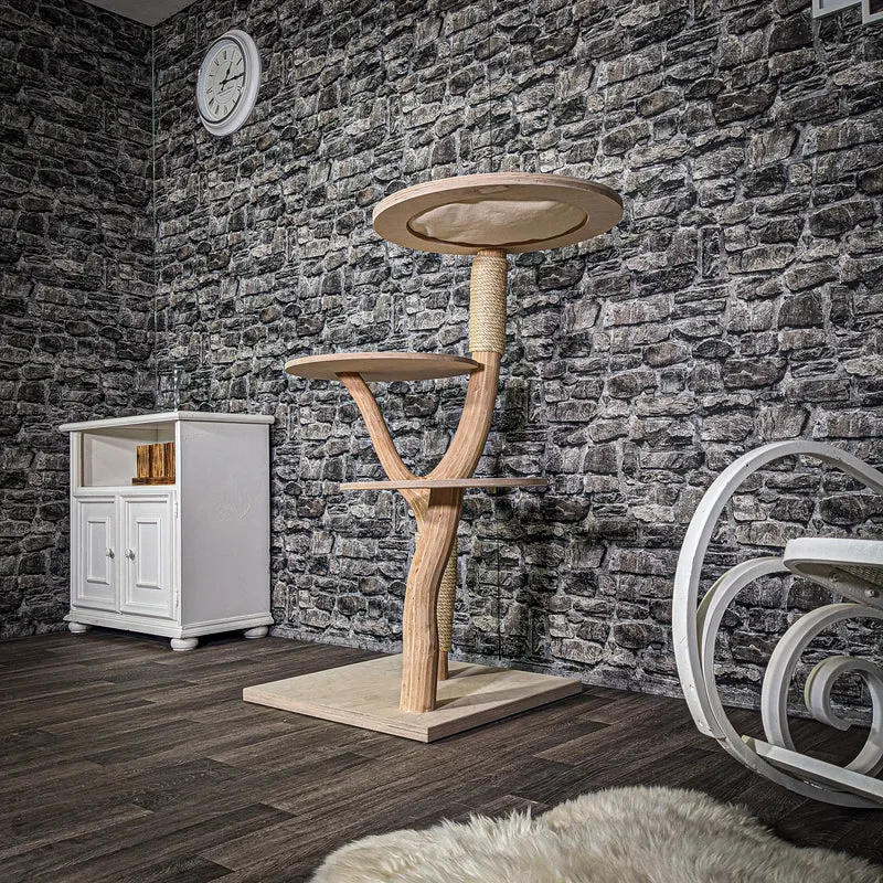 Naturkratzbaum 3207 Kratzbaum Natur Holz Design 117 cm hoch Katzenbaum