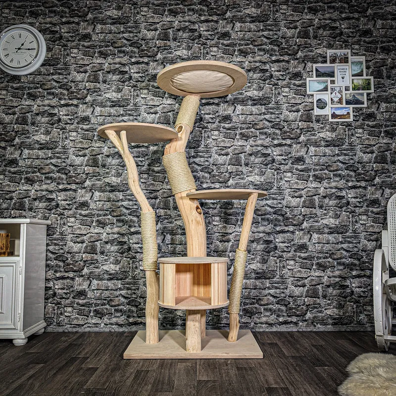Naturkratzbaum 3205 Kratzbaum Natur Holz Design 167 cm hoch Katzenbaum