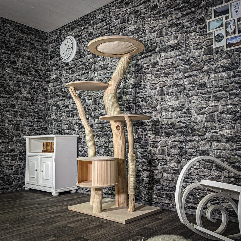 Naturkratzbaum 3205 Kratzbaum Natur Holz Design 167 cm hoch Katzenbaum
