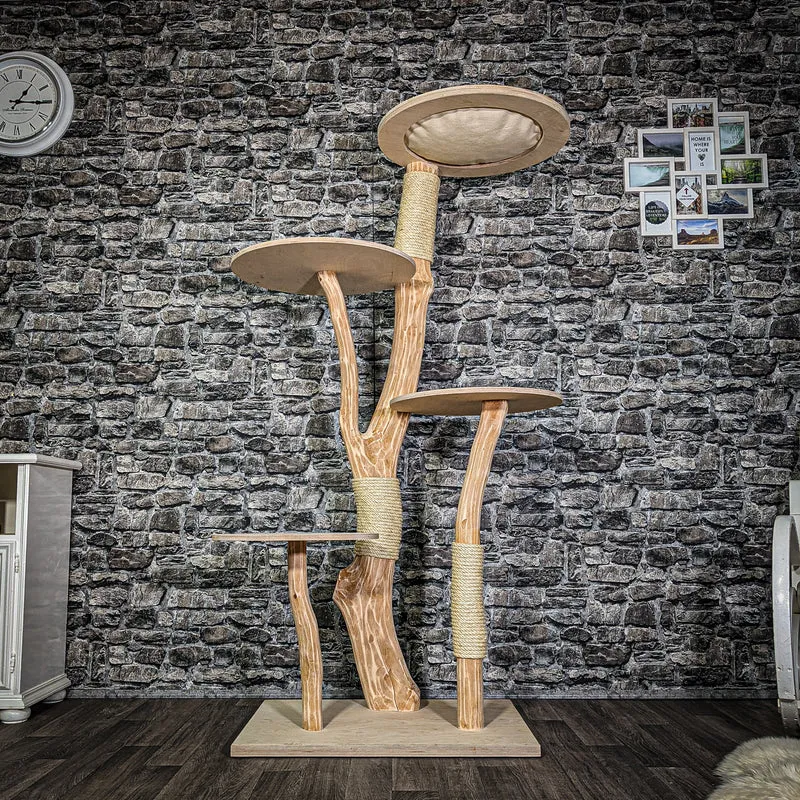 Naturkratzbaum 3204 Kratzbaum Natur Holz Design 176 cm hoch Katzenbaum