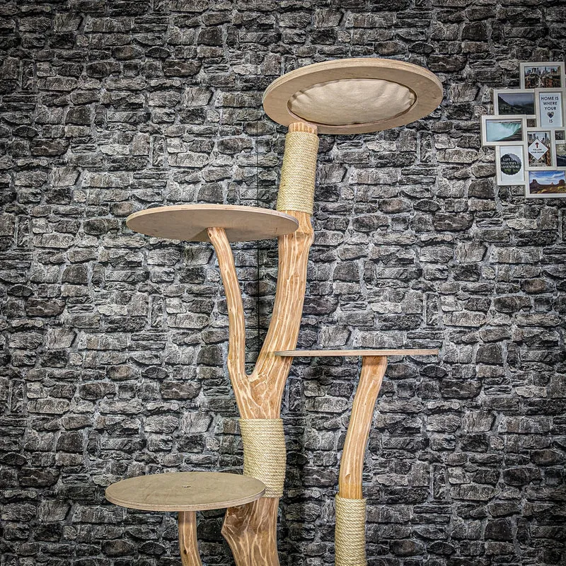 Naturkratzbaum 3204 Kratzbaum Natur Holz Design 176 cm hoch Katzenbaum