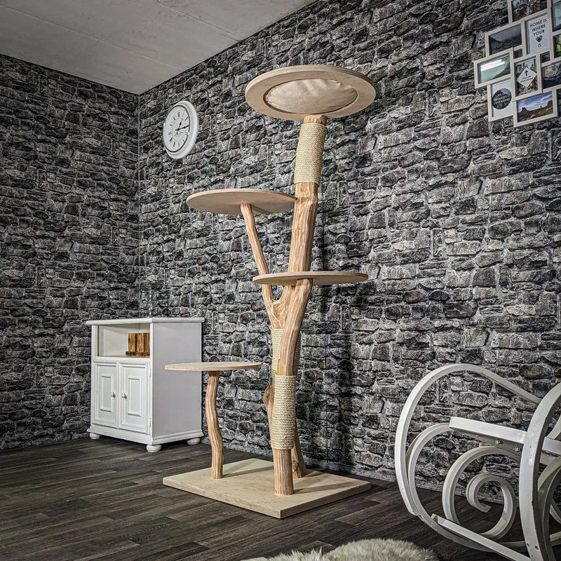 Naturkratzbaum 3204 Kratzbaum Natur Holz Design 176 cm hoch Katzenbaum