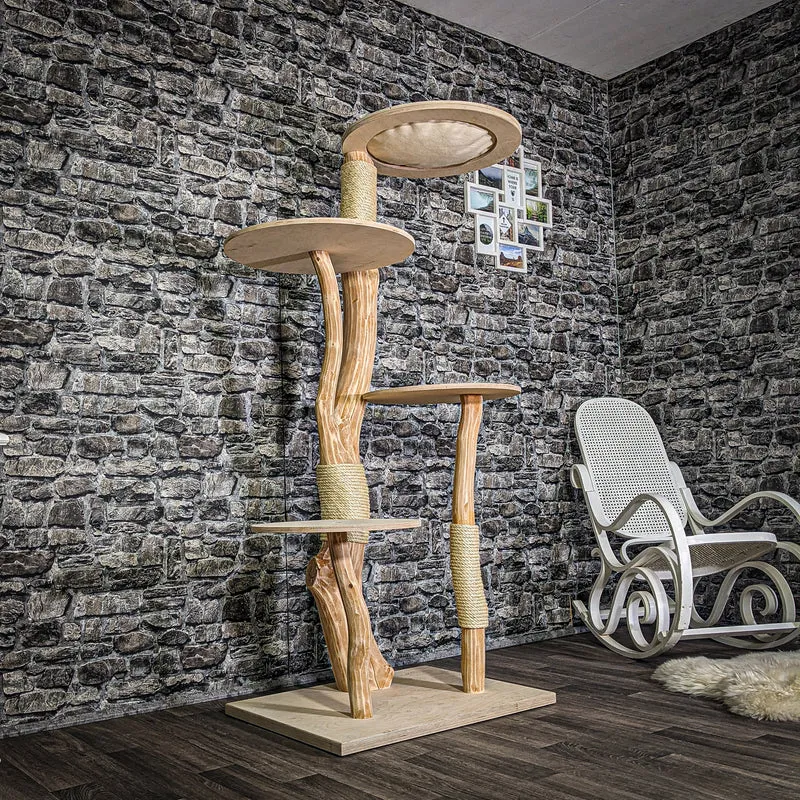 Naturkratzbaum 3204 Kratzbaum Natur Holz Design 176 cm hoch Katzenbaum