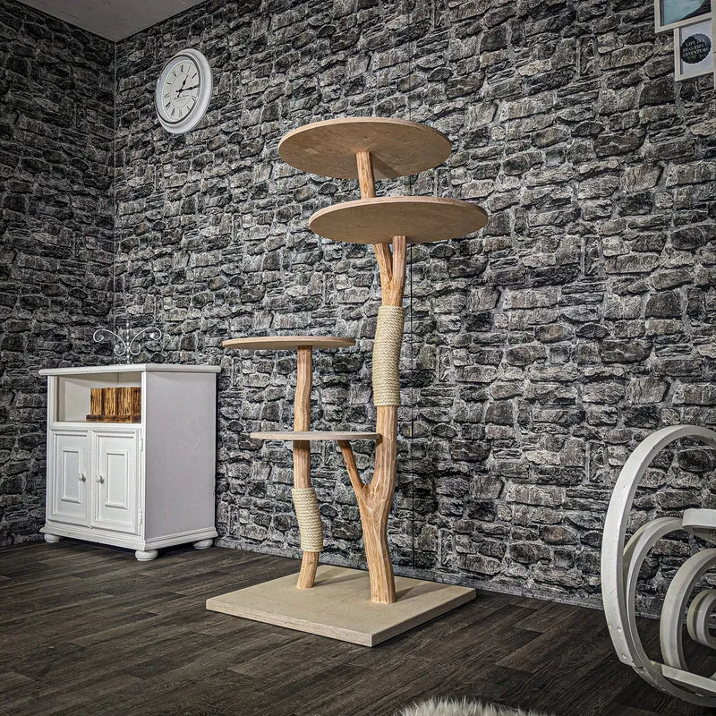 Naturkratzbaum 3188 Kratzbaum Natur Holz Design 143 cm hoch Katzenbaum