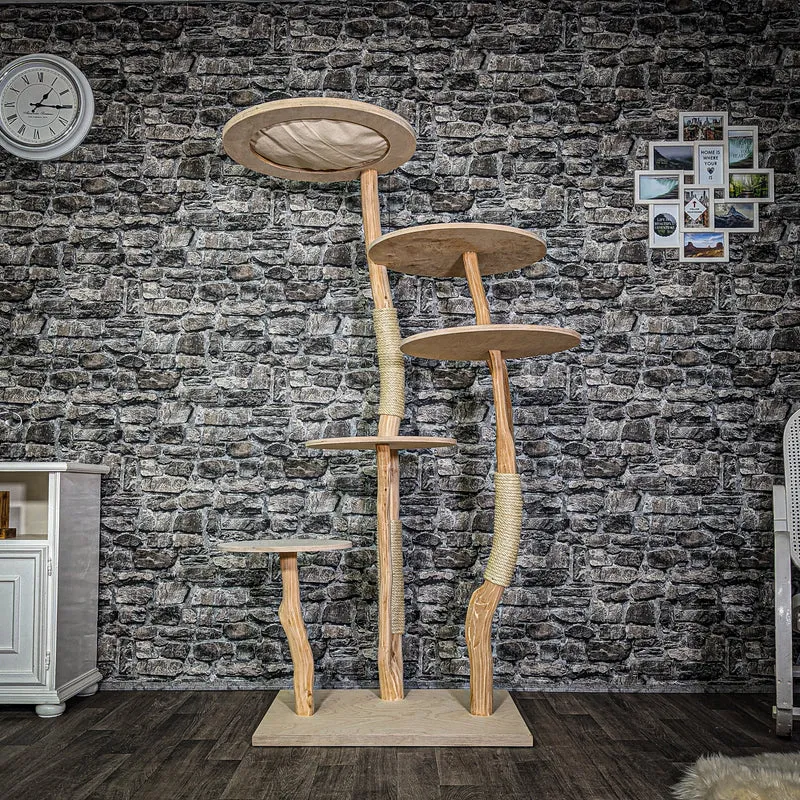 Naturkratzbaum 3186 Kratzbaum Natur Holz Design 175 cm hoch Katzenbaum