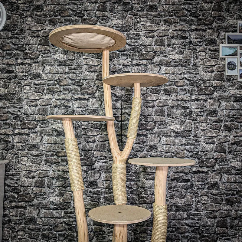 Naturkratzbaum 3185 Kratzbaum Natur Holz Design 174 cm hoch Katzenbaum
