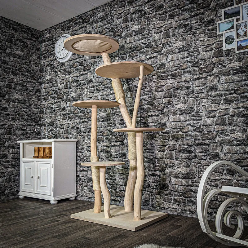 Naturkratzbaum 3179 Kratzbaum Natur Holz Design 175 cm hoch Katzenbaum