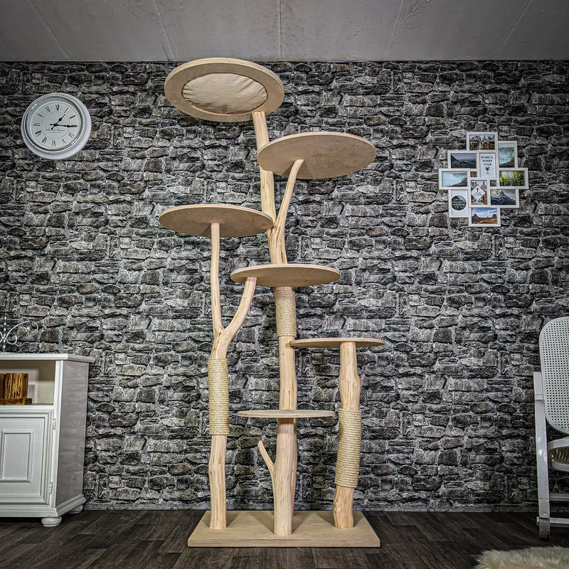 Naturkratzbaum 3177 Kratzbaum Natur Holz Design 206 cm hoch Katzenbaum