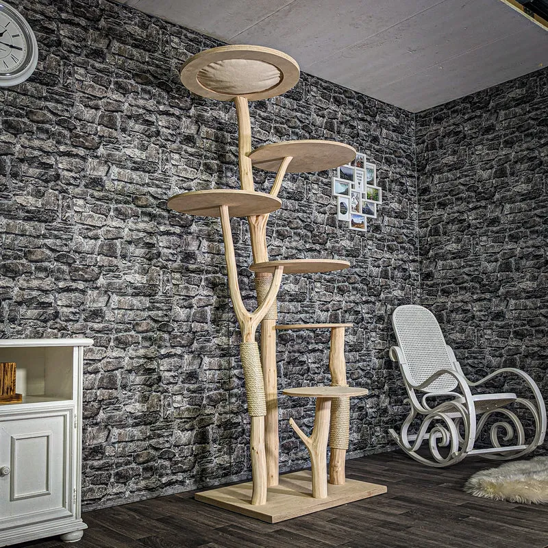 Naturkratzbaum 3177 Kratzbaum Natur Holz Design 206 cm hoch Katzenbaum