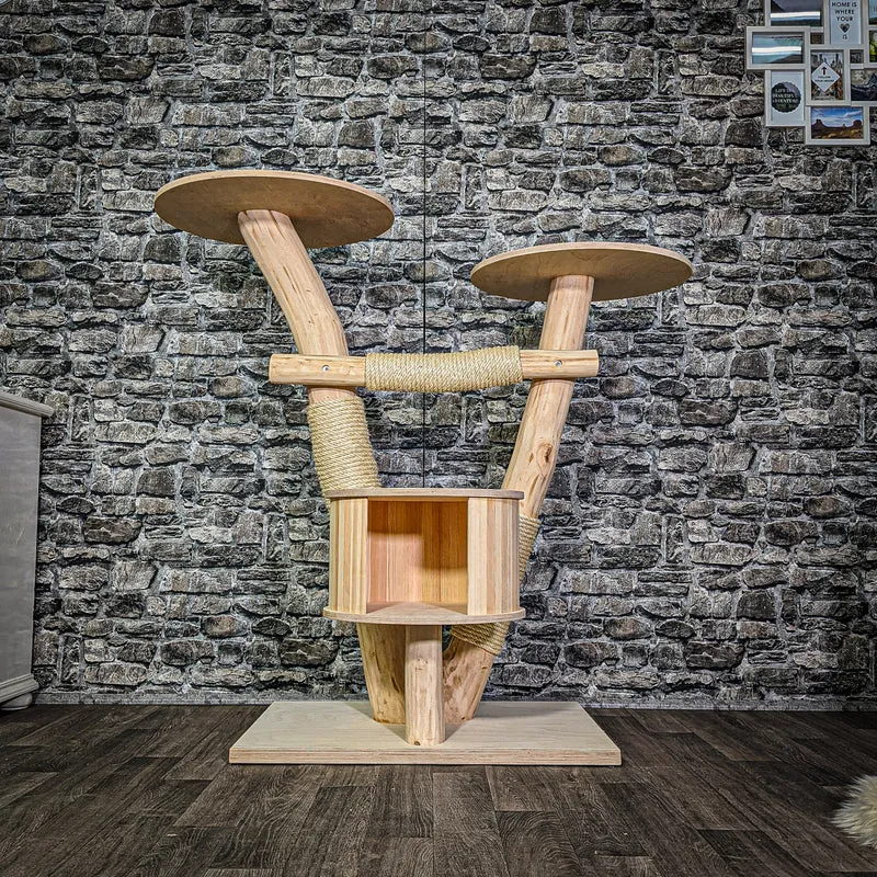 Naturkratzbaum 3176 Kratzbaum Natur Holz Design 120 cm hoch Katzenbaum