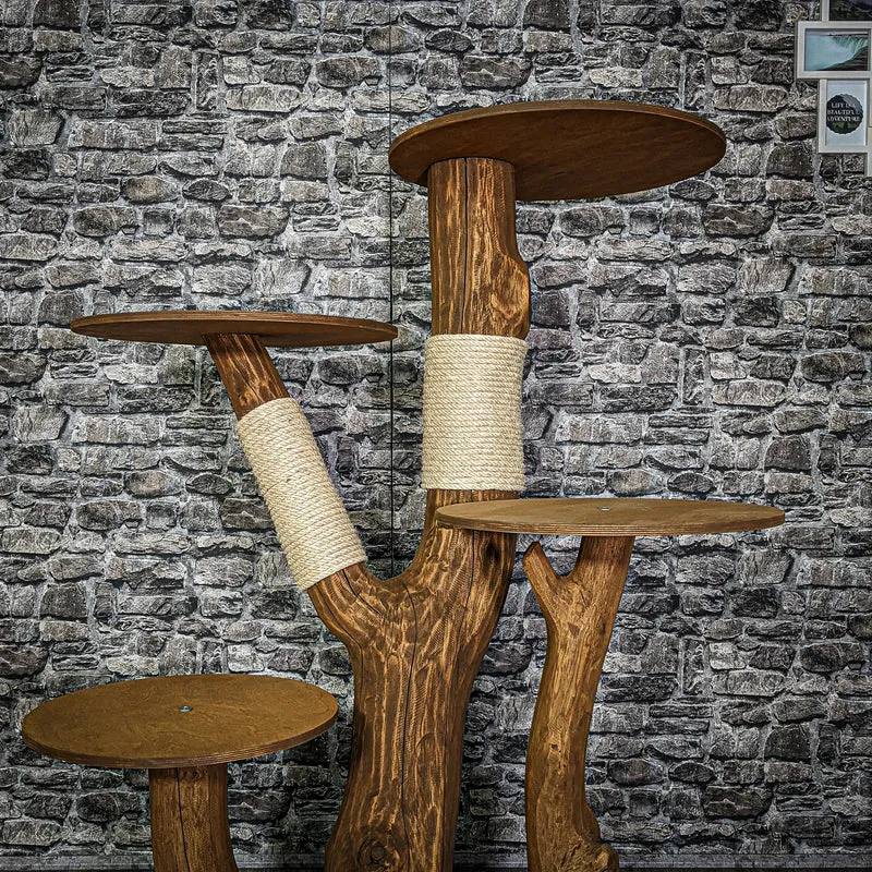 Outdoor Naturkratzbaum 3174 Kratzbaum Natur Holz Design 144 cm hoch Katzenbaum