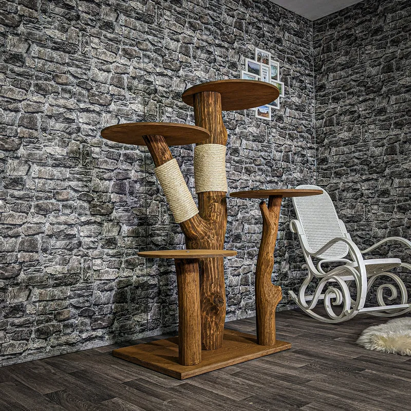 Outdoor Naturkratzbaum 3174 Kratzbaum Natur Holz Design 144 cm hoch Katzenbaum