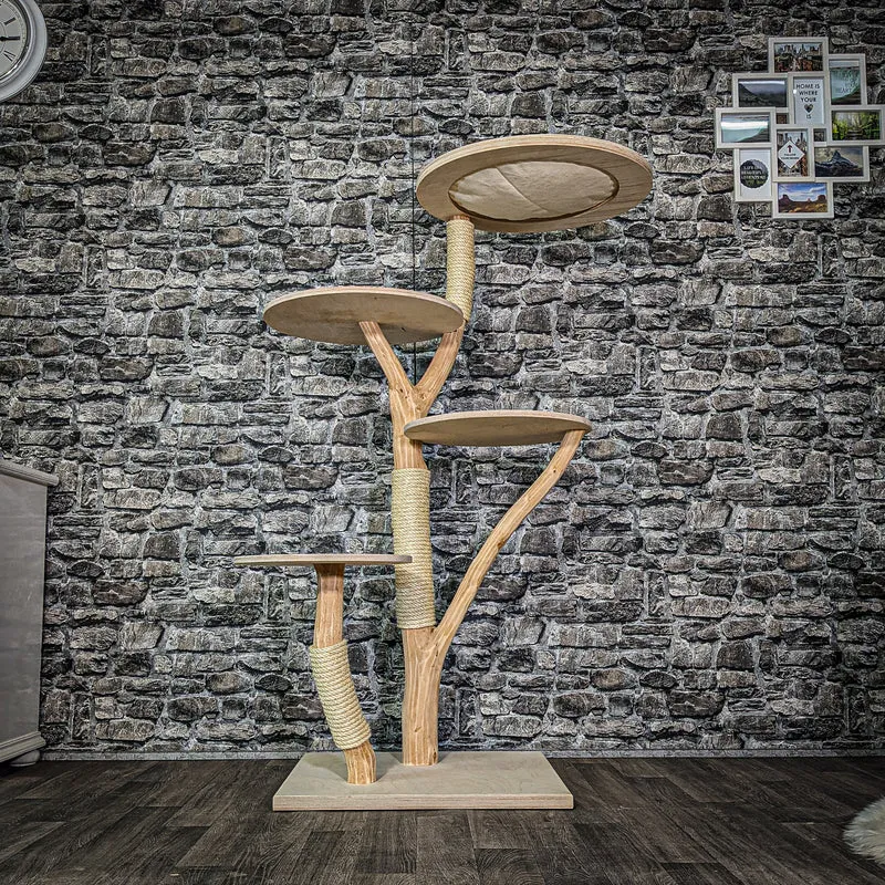 Naturkratzbaum 3135 Kratzbaum Natur Holz Design 145 cm hoch Katzenbaum