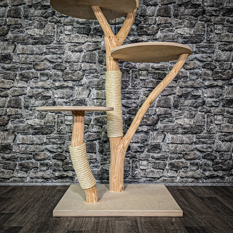 Naturkratzbaum 3135 Kratzbaum Natur Holz Design 145 cm hoch Katzenbaum