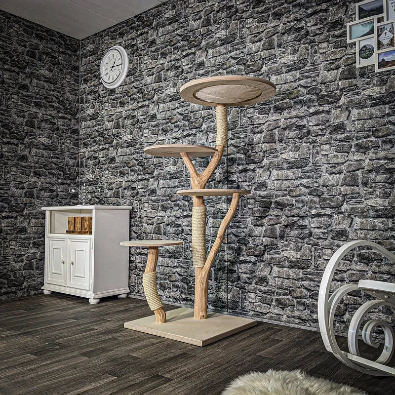 Naturkratzbaum 3135 Kratzbaum Natur Holz Design 145 cm hoch Katzenbaum