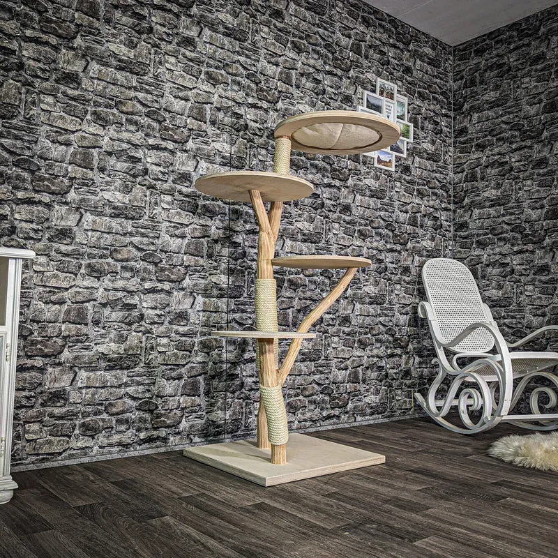 Naturkratzbaum 3135 Kratzbaum Natur Holz Design 145 cm hoch Katzenbaum