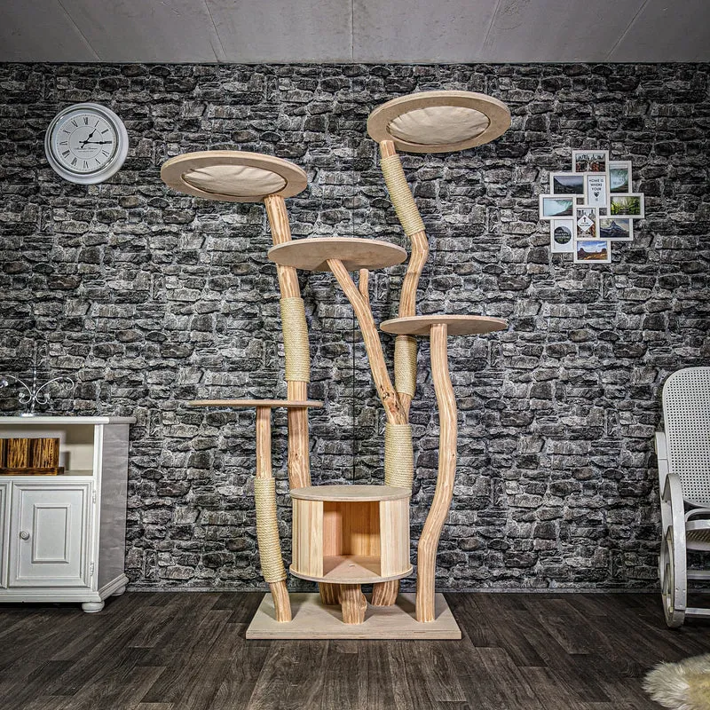 Naturkratzbaum 3130 Kratzbaum Natur Holz Design 198 cm hoch Katzenbaum