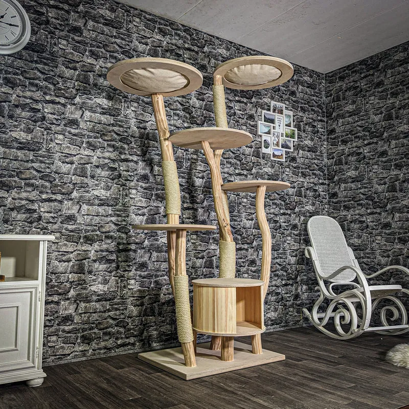 Naturkratzbaum 3130 Kratzbaum Natur Holz Design 198 cm hoch Katzenbaum