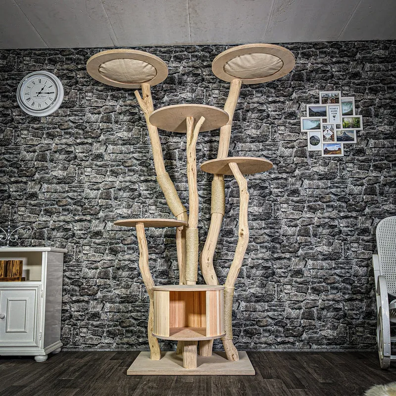 Naturkratzbaum 3129 Kratzbaum Natur Holz Design 206 cm hoch Katzenbaum