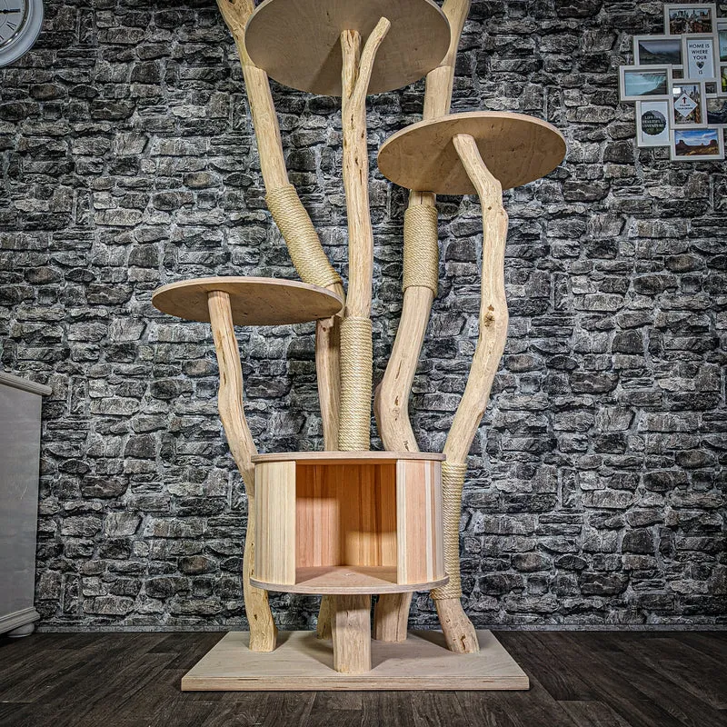 Naturkratzbaum 3129 Kratzbaum Natur Holz Design 206 cm hoch Katzenbaum