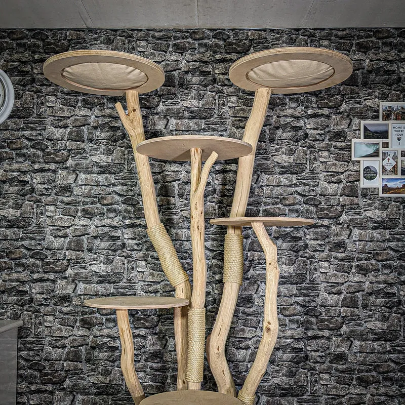 Naturkratzbaum 3129 Kratzbaum Natur Holz Design 206 cm hoch Katzenbaum
