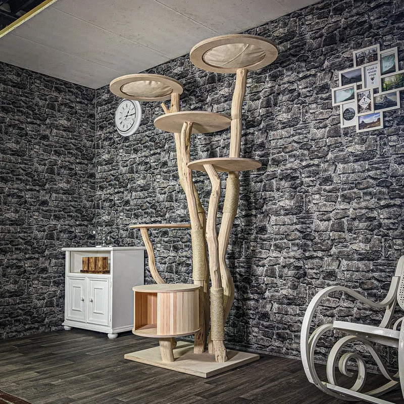 Naturkratzbaum 3129 Kratzbaum Natur Holz Design 206 cm hoch Katzenbaum