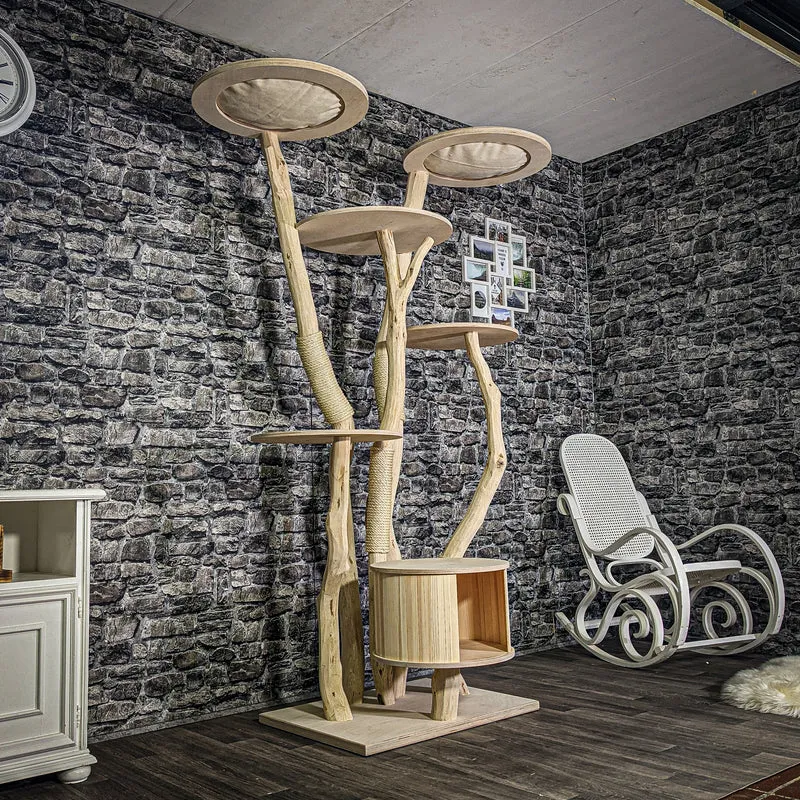 Naturkratzbaum 3129 Kratzbaum Natur Holz Design 206 cm hoch Katzenbaum