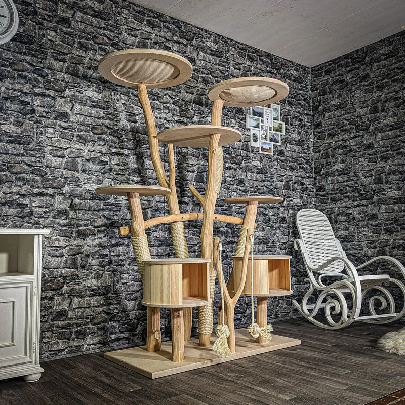 Naturkratzbaum 3128 Kratzbaum Natur Holz Design 178 cm hoch Katzenbaum