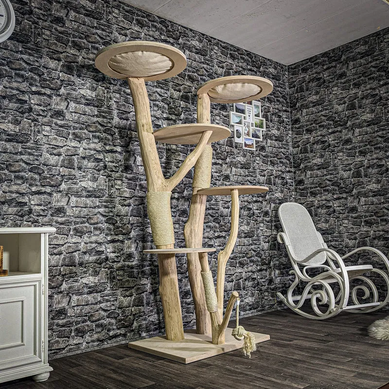 Naturkratzbaum 3125 Kratzbaum Natur Holz Design 183 cm hoch Katzenbaum