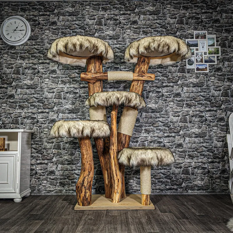 Naturkratzbaum 3123 Kratzbaum Natur Holz Design 164 cm hoch Katzenbaum