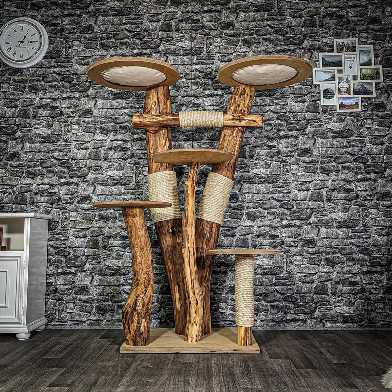 Naturkratzbaum 3123 Kratzbaum Natur Holz Design 164 cm hoch Katzenbaum