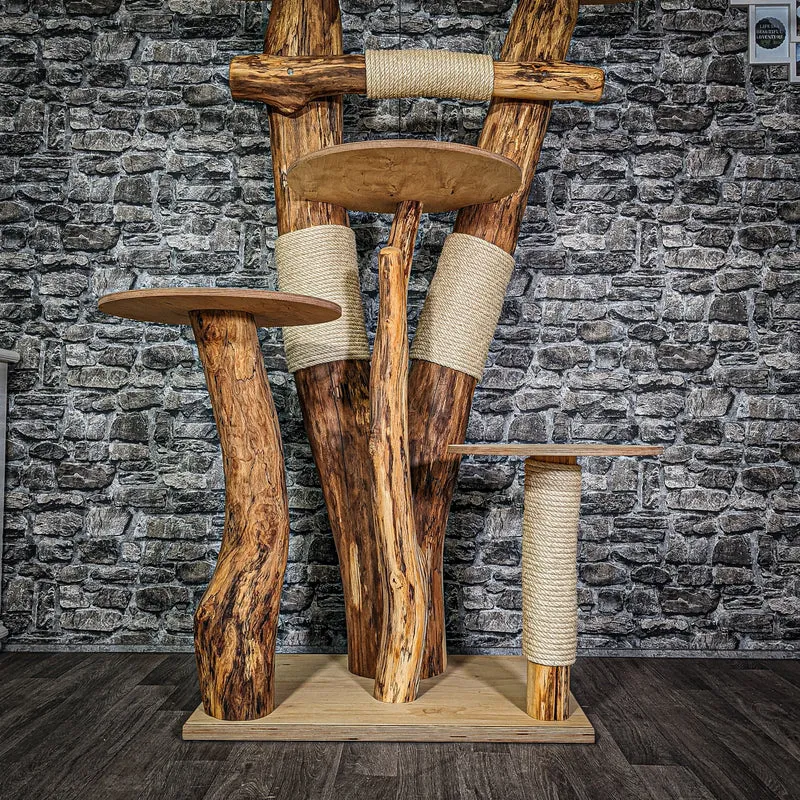 Naturkratzbaum 3123 Kratzbaum Natur Holz Design 164 cm hoch Katzenbaum